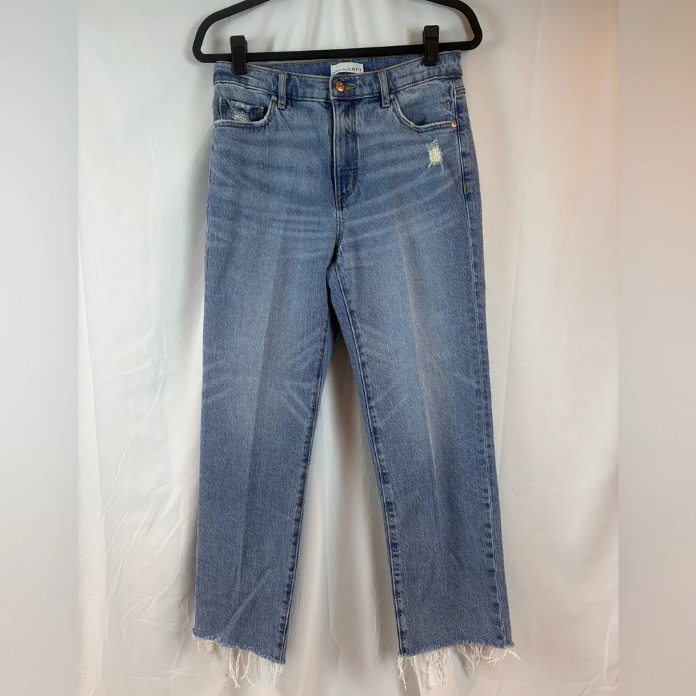 LOFT Light Blue The Straight Leg Jeans 4/27 SKU 6 - Picture 1 of 7